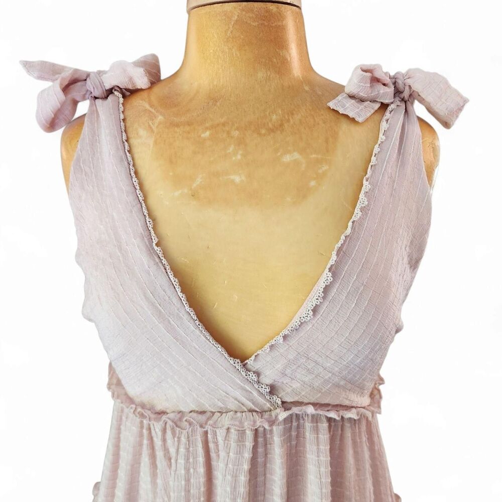 Lulu's - One to Remember Blush Pink Tie-Strap Tiered Babydoll Dress S - Picture 2 of 8
